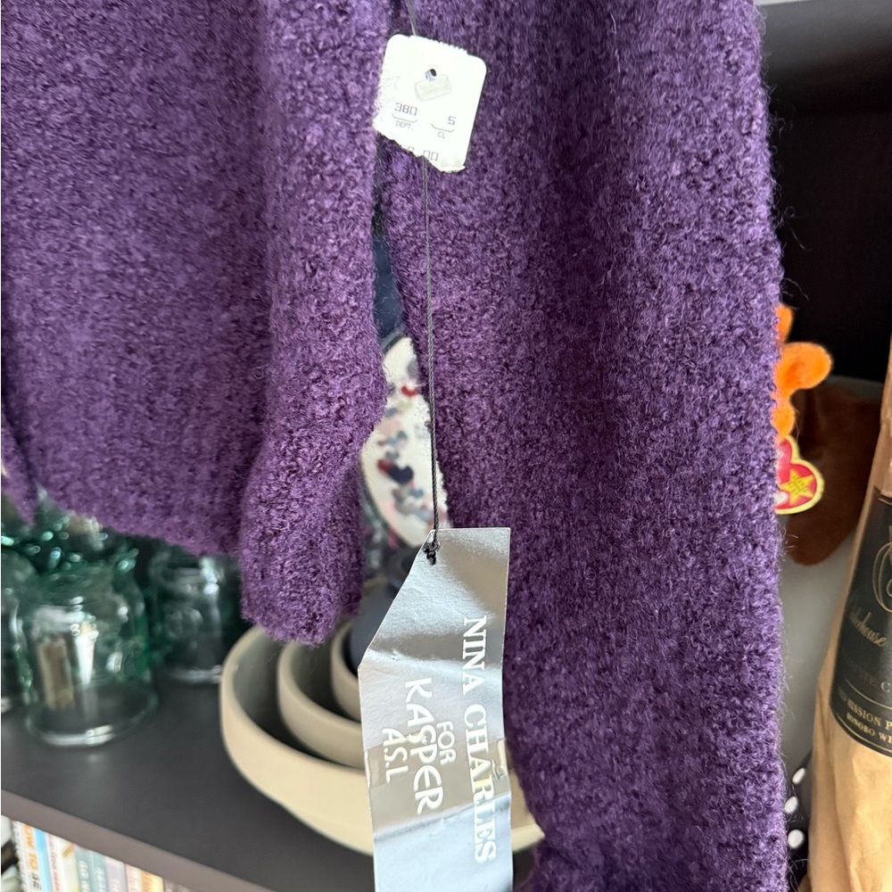 Nina Campbell for Kasper - Deep Purple Cardigan and matching knit dress - xs